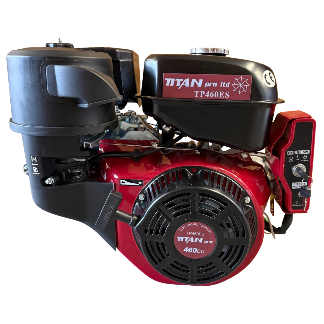 Order a The most powerful engine in the Titan Pro range. This 18HP 460cc 4-stroke unit features a 1-inch horizontal shaft and full electric start for maximum performance. TOP OF CLASS: OHV design for optimum efficiency. DURABLE: Ball-bearing supported crankshaft. FAST SHIPPING: In stock now for immediate despatch.